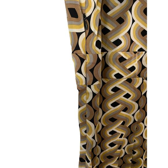 Trina Turk 100% Silk Mini Dress US 4 Neutral Geometric Print Retro Hippie 70s - Picture 5 of 9